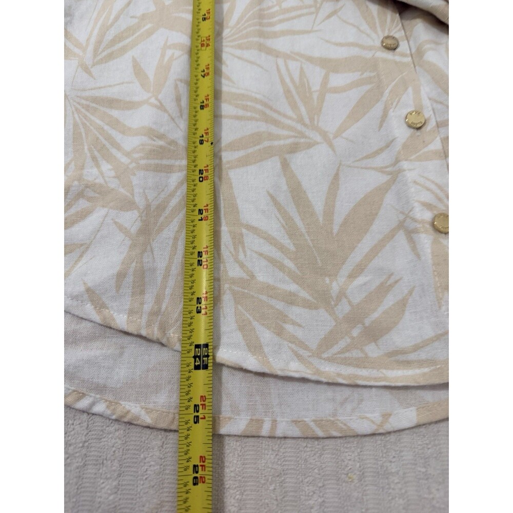 Anne Klein Women's Linen Blend Tropical Button Shirt XS Beige Resort Top Coastal - Picture 9 of 15